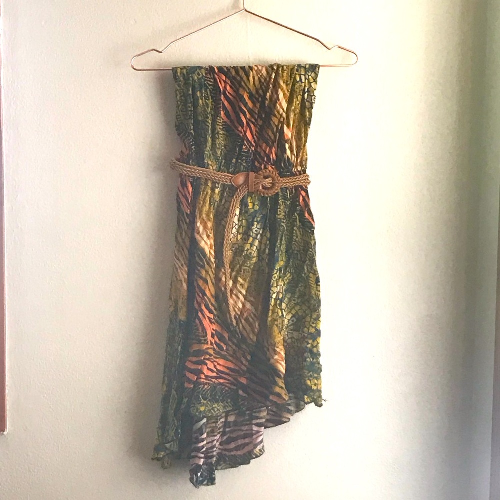 Mixed Animal Print Strapless Dress